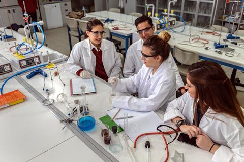 Students in a chemistry lab