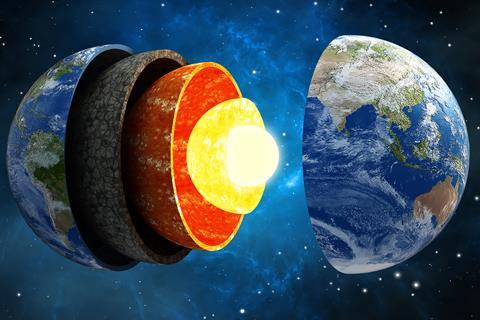 An illustration showing the layers of the Earth