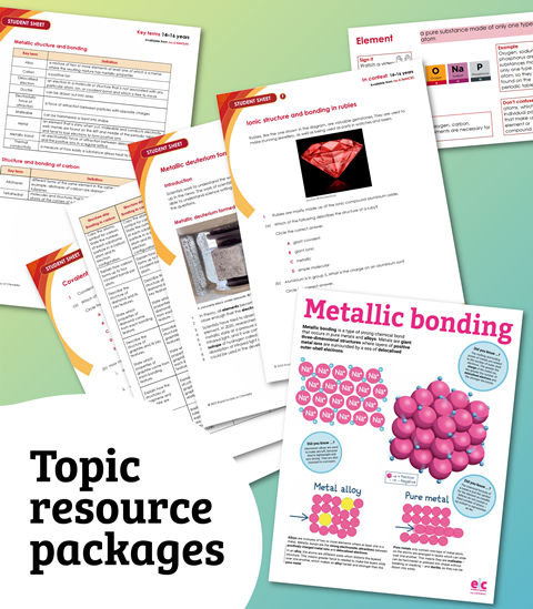A composite image featuring multiple screenshots and pages from teaching resources, posters and presentations. The image features the text: 'Topic resource packages'