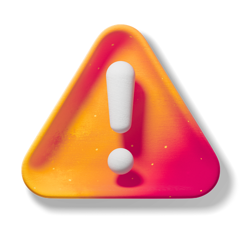 A 3D rendered illustration of a triangular warning sign with a white exclamation mark and yellow-red gradient background.