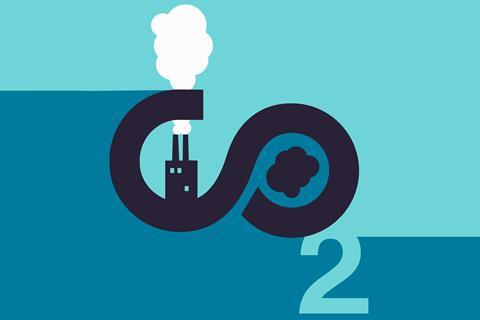 An illustration of carbon dioxide release and capture