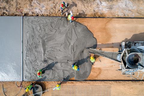 A aerial view of a construction site
