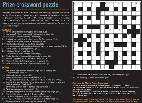 Prize Crossword | News | RSC Education