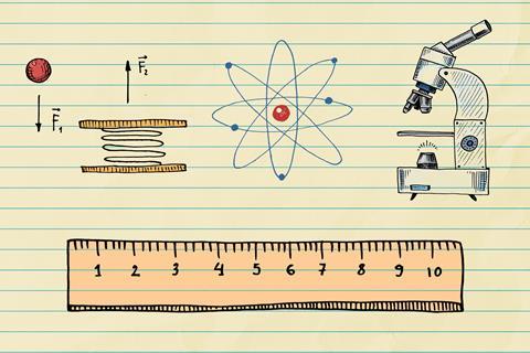 An image showing doodles representing physics, chemistry and biology