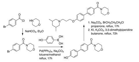 Chemical structures of the target molecule and synthetic route