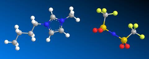 The molecular structure of 1-butyl-3-methylimidazolium bis(trifluoromethylsulfonyl)imide