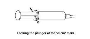A diagram illustrating how to modify a syringe to lock the plunger in place