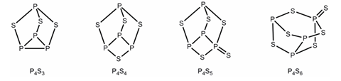 A diagram illustrating the structures of various phosphorus sulfides
