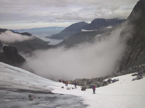 High on a glacier in north-east Norway...