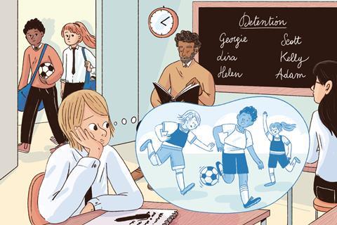 A high school student in detention dreams about the football practice they are missing