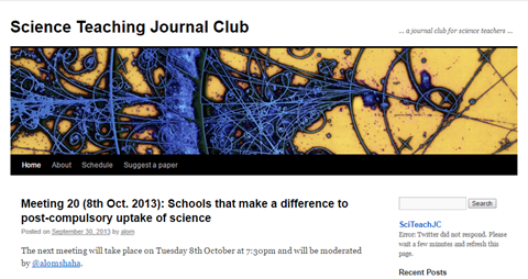 Science teaching journal club webpage