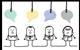 An image showing four cartoon figures with different coloured speech bubbles above their heads